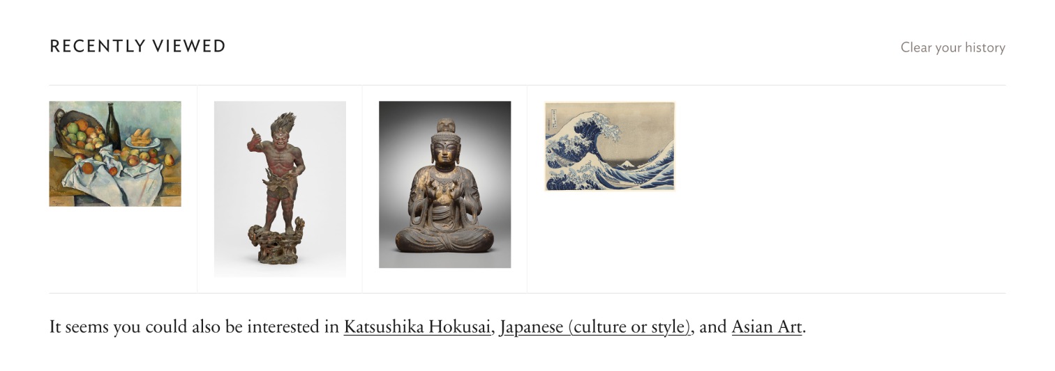 Art Institute of Chicago website, recently viewed